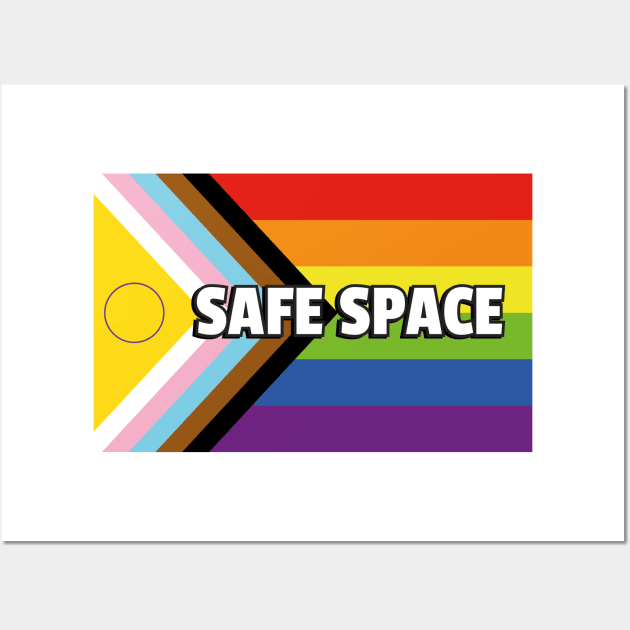 Inclusive Pride Progress Flag SAFE SPACE Wall Art by InspireMe